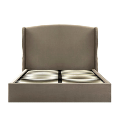 Kimberly Winged Upholstered Storage Bed, Taupe Velvet
