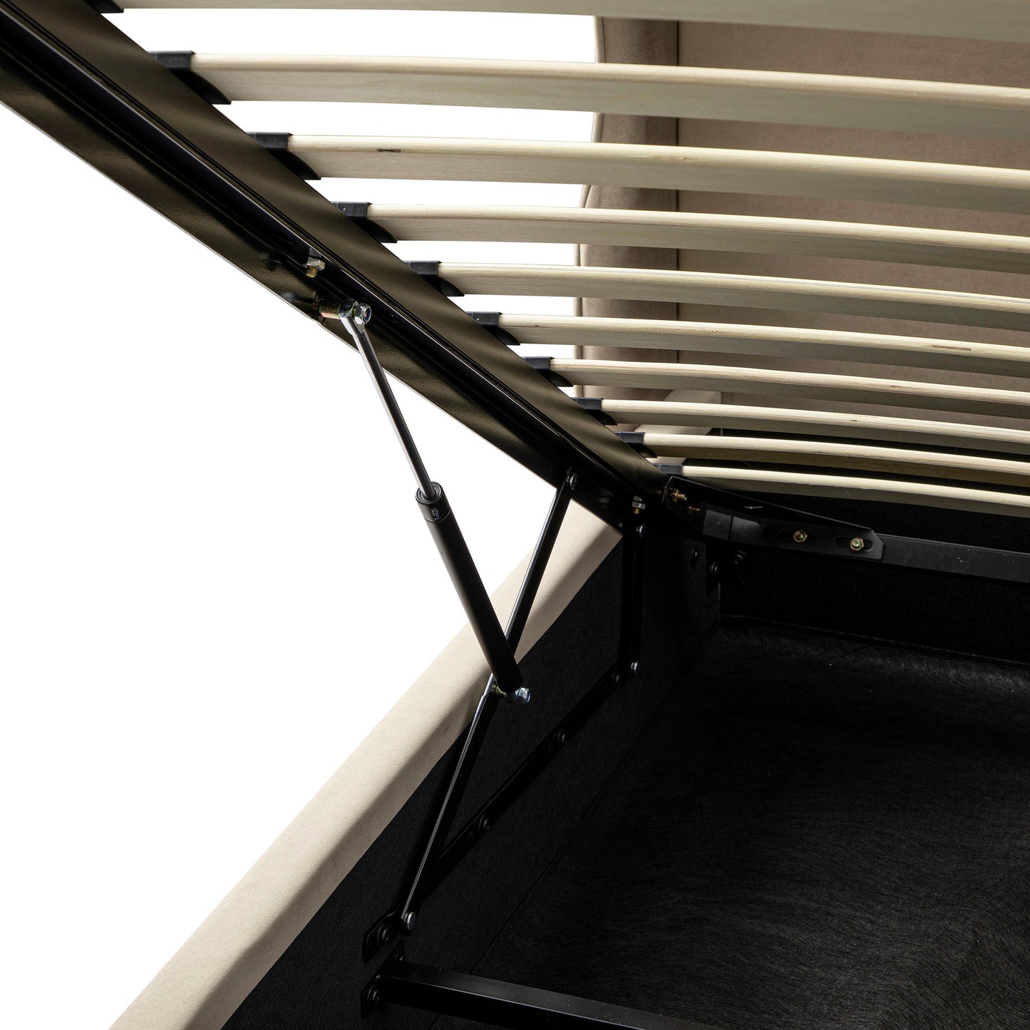 Kimberly Winged Upholstered Storage Bed, Taupe Velvet