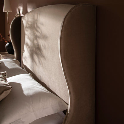 Kimberly Winged Upholstered Storage Bed, Taupe Velvet