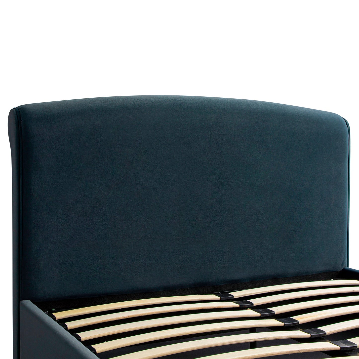 Porchester Ottoman Storage Sleigh Bed, Aegean Blue Velvet