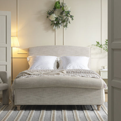 Porchester Ottoman Storage Sleigh Bed, Oatmeal Woven Textured Fabric