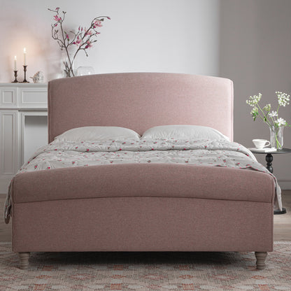 Porchester Ottoman Storage Sleigh Bed, Rosewater Pink Fabric