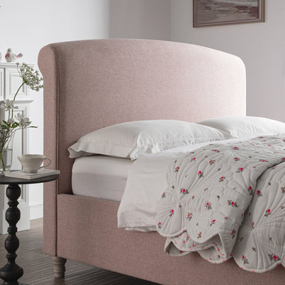 Porchester Ottoman Storage Sleigh Bed, Rosewater Pink Fabric