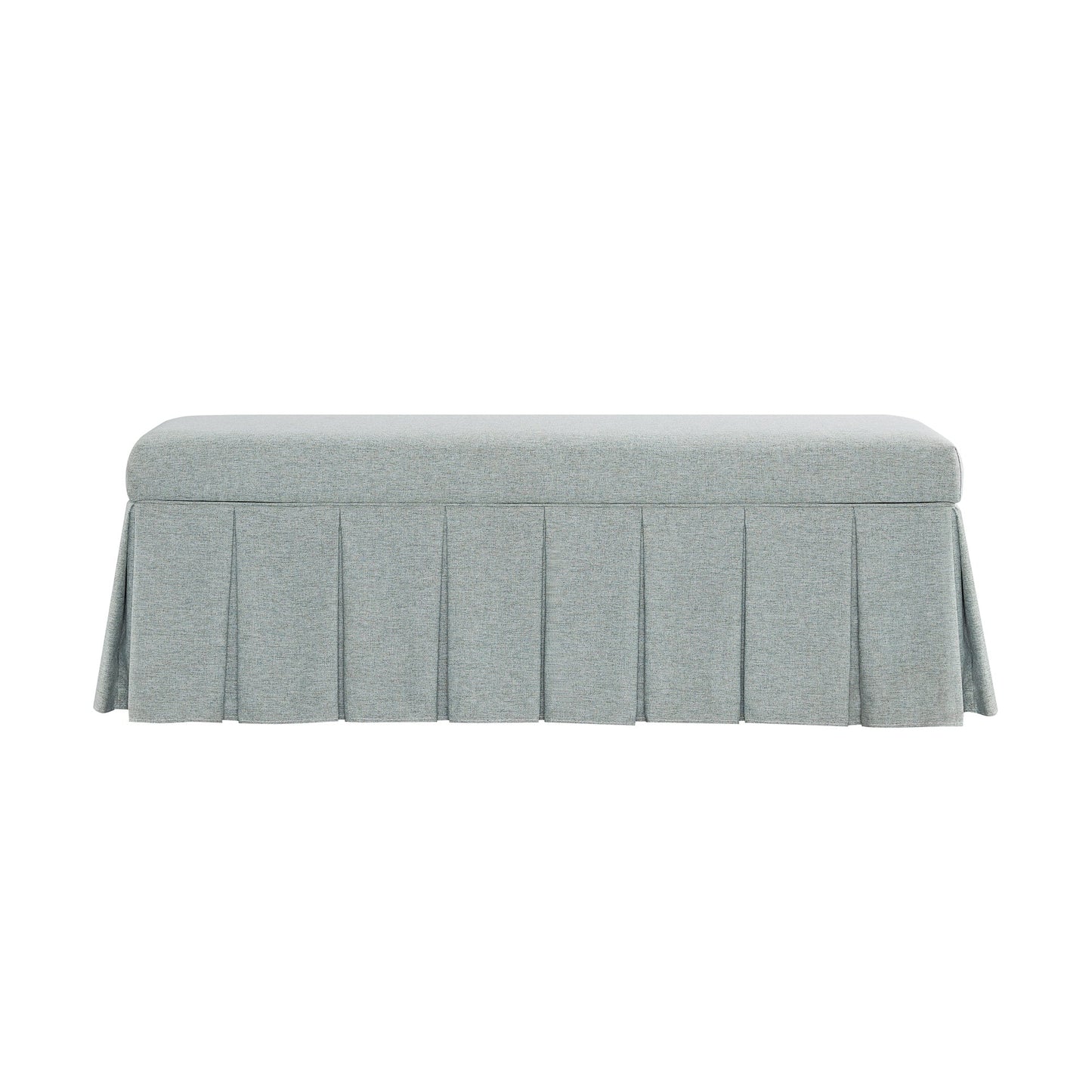 Egerton Box-Pleat Storage Bench, Pale Aqua Brushed Fabric