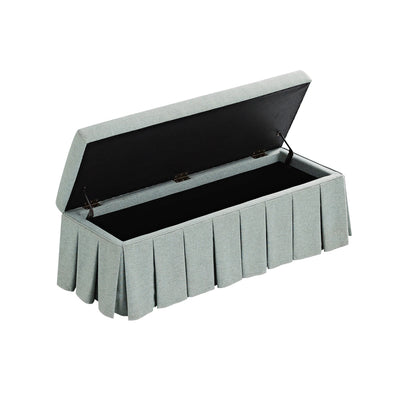 Egerton Box-Pleat Storage Bench, Pale Aqua Brushed Fabric