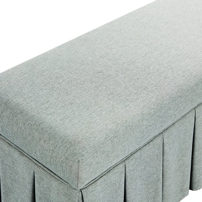Egerton Box-Pleat Storage Bench, Pale Aqua Brushed Fabric