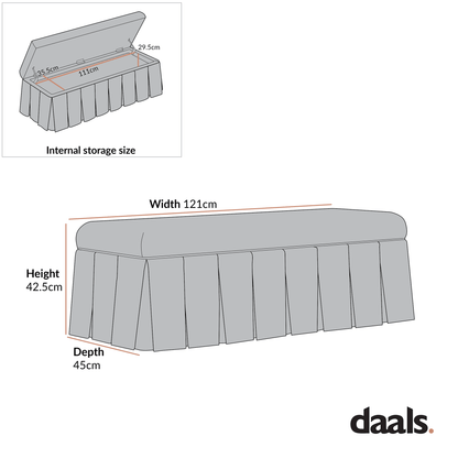 Egerton Box-Pleat Storage Bench, Pale Aqua Brushed Fabric