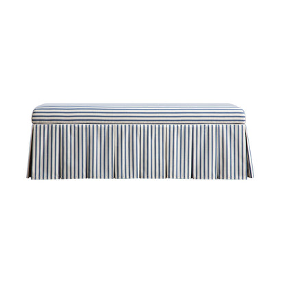 Egerton Box-Pleat Storage Bench, Blue Striped Linen