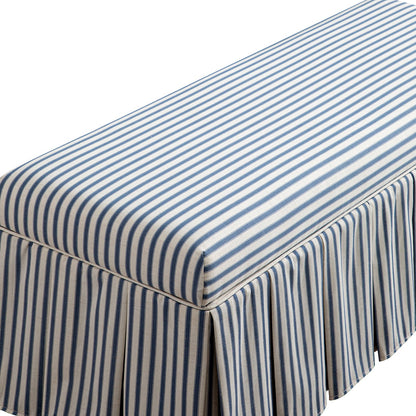 Egerton Box-Pleat Storage Bench, Blue Striped Linen