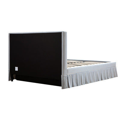 Egerton Box-Pleat Ottoman Storage Bed, Blue Striped Linen