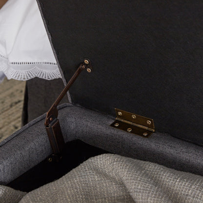 Egerton Box-Pleat Storage Bench, Charcoal Brushed Fabric