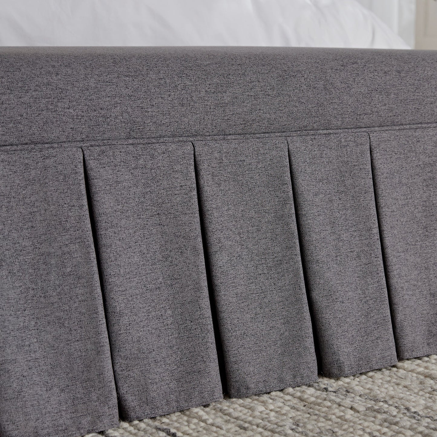 Egerton Box-Pleat Storage Bench, Charcoal Brushed Fabric