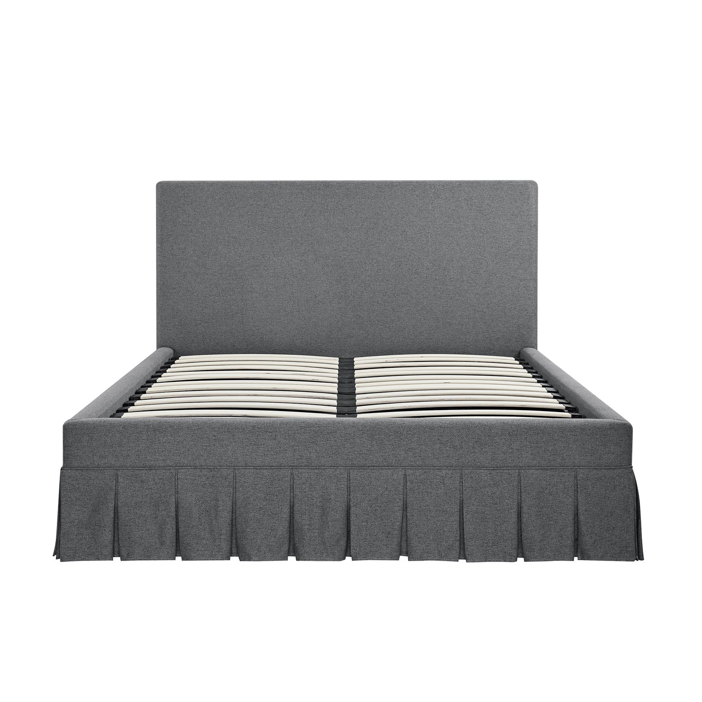 Egerton Box-Pleat Ottoman Storage Bed, Charcoal Brushed Fabric