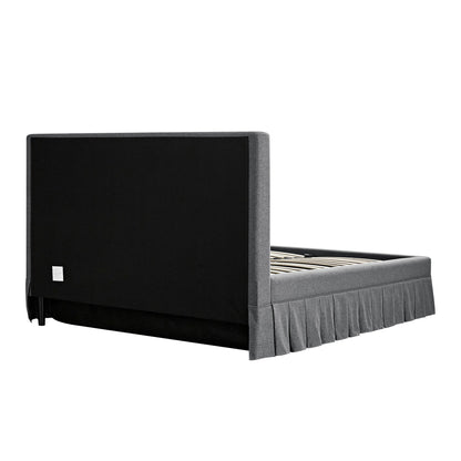 Egerton Box-Pleat Ottoman Storage Bed, Charcoal Brushed Fabric