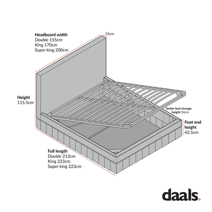 Egerton Box-Pleat Ottoman Storage Bed, Blue Striped Linen