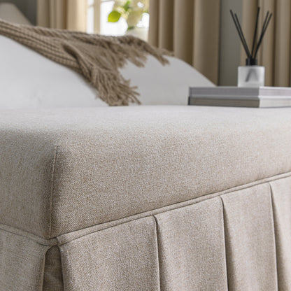 Egerton Box-Pleat Storage Bench, Oatmeal Brushed Fabric