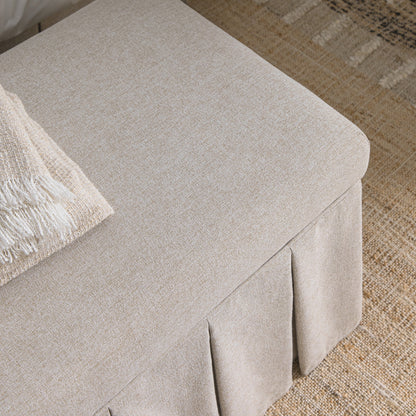 Egerton Box-Pleat Storage Bench, Oatmeal Brushed Fabric