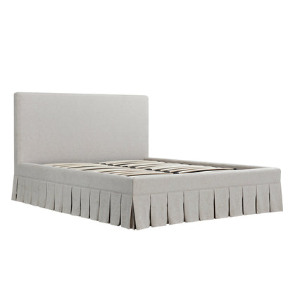 Egerton Box-Pleat Ottoman Storage Bed, Oatmeal Brushed Fabric