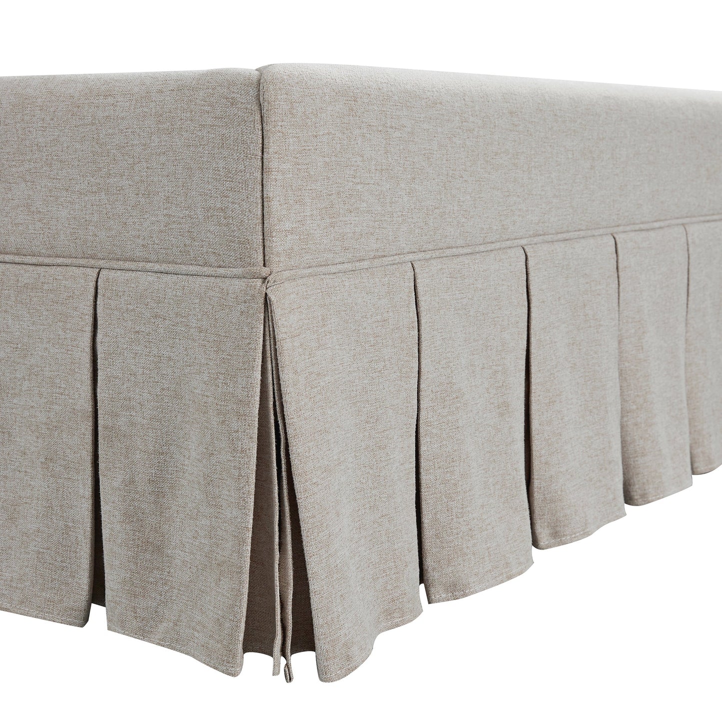 Egerton Box-Pleat Ottoman Storage Bed, Oatmeal Brushed Fabric