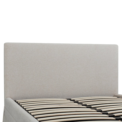 Egerton Box-Pleat Ottoman Storage Bed, Oatmeal Brushed Fabric