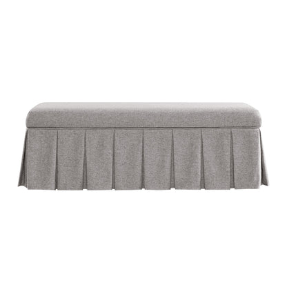 Egerton Box-Pleat Storage Bench, Stone Brushed Fabric