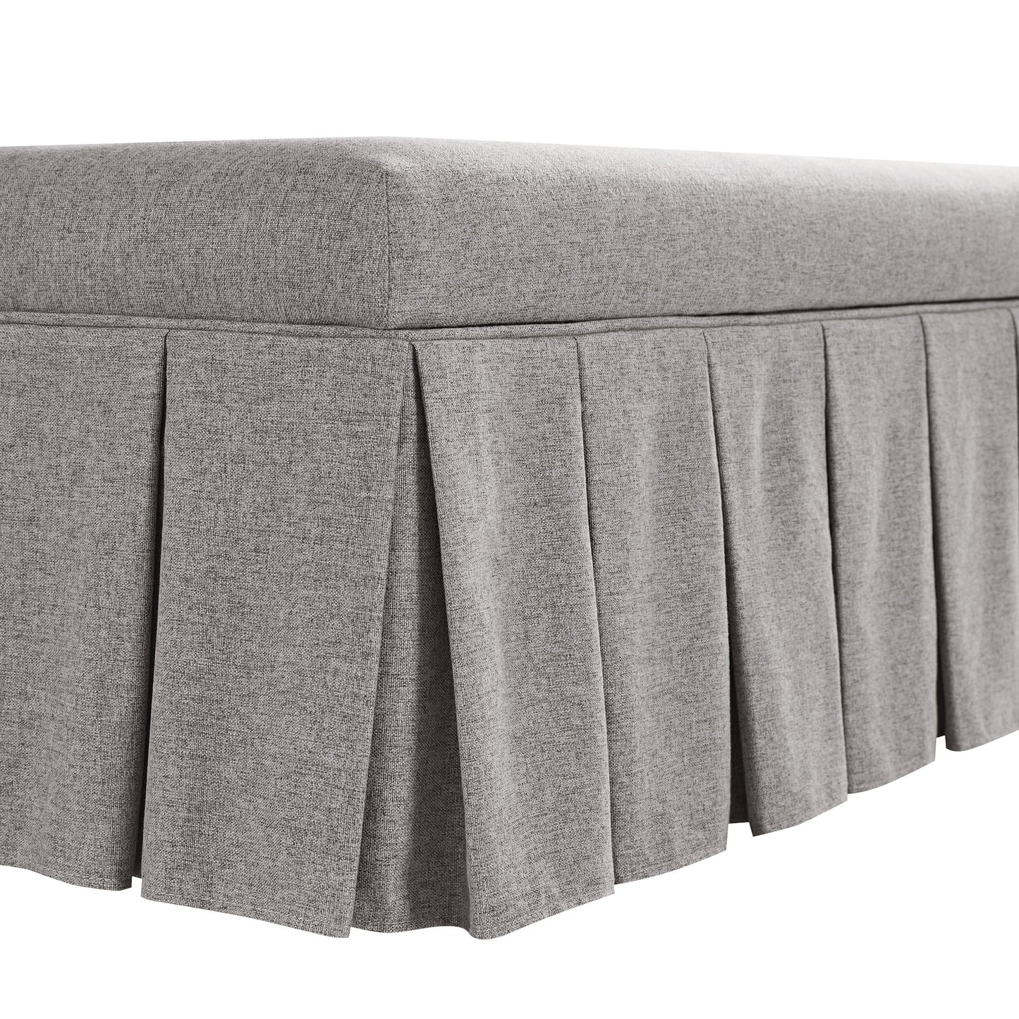 Egerton Box-Pleat Storage Bench, Stone Brushed Fabric