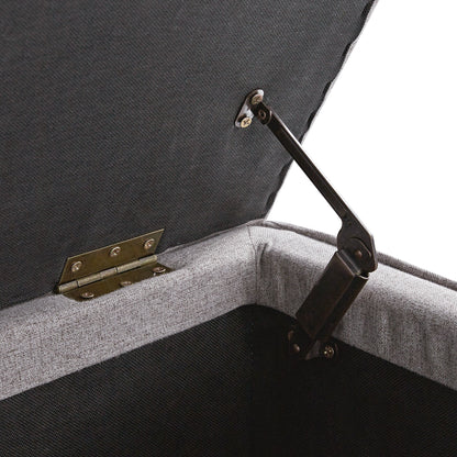 Egerton Box-Pleat Storage Bench, Stone Brushed Fabric