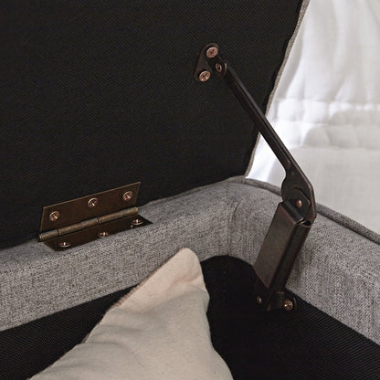 Egerton Box-Pleat Storage Bench, Stone Brushed Fabric