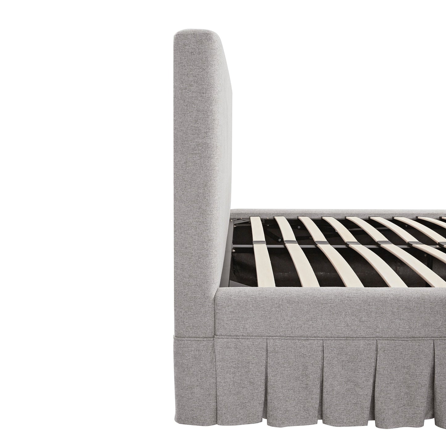 Egerton Box-Pleat Ottoman Storage Bed, Stone Brushed Fabric