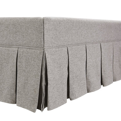 Egerton Box-Pleat Ottoman Storage Bed, Stone Brushed Fabric