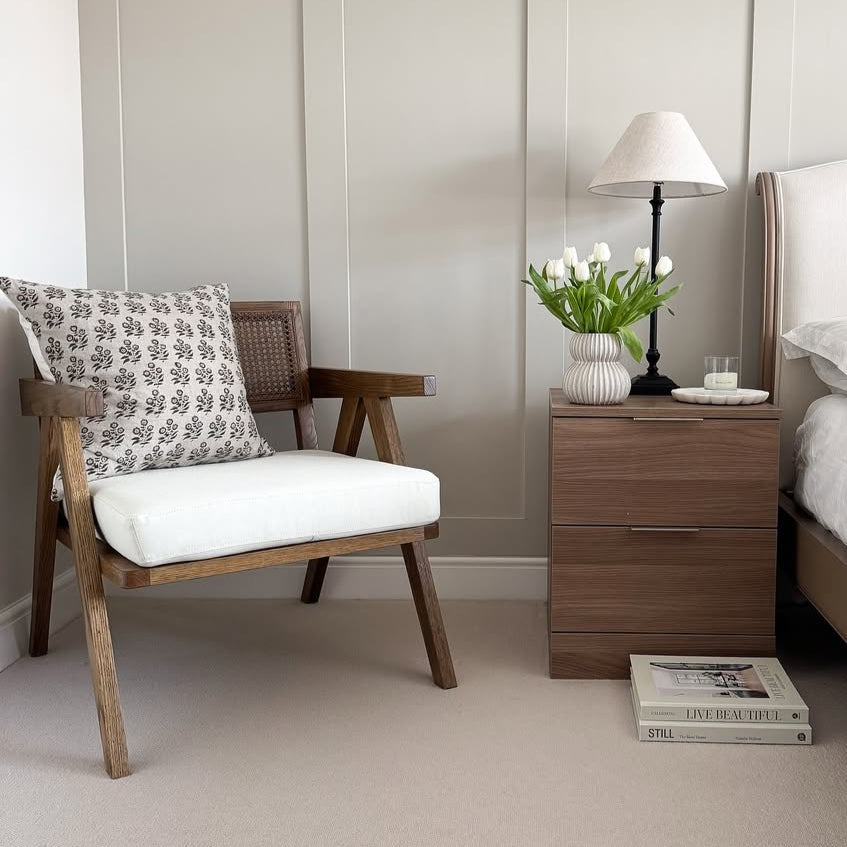 Phoenix Accent Chair - Smoked Wood & Ecru