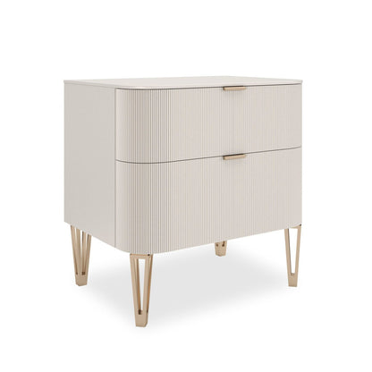 True Love 2 Drawer Small Bedside Table - Matte Pearl