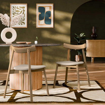 Clyde Wooden Dining Chair | Latte Sustainable Fabric & Oak