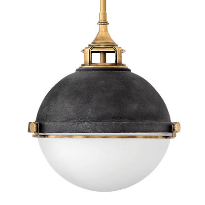 Fletcher 2 Light Pendant Light - Aged Zinc & Heritage Brass
