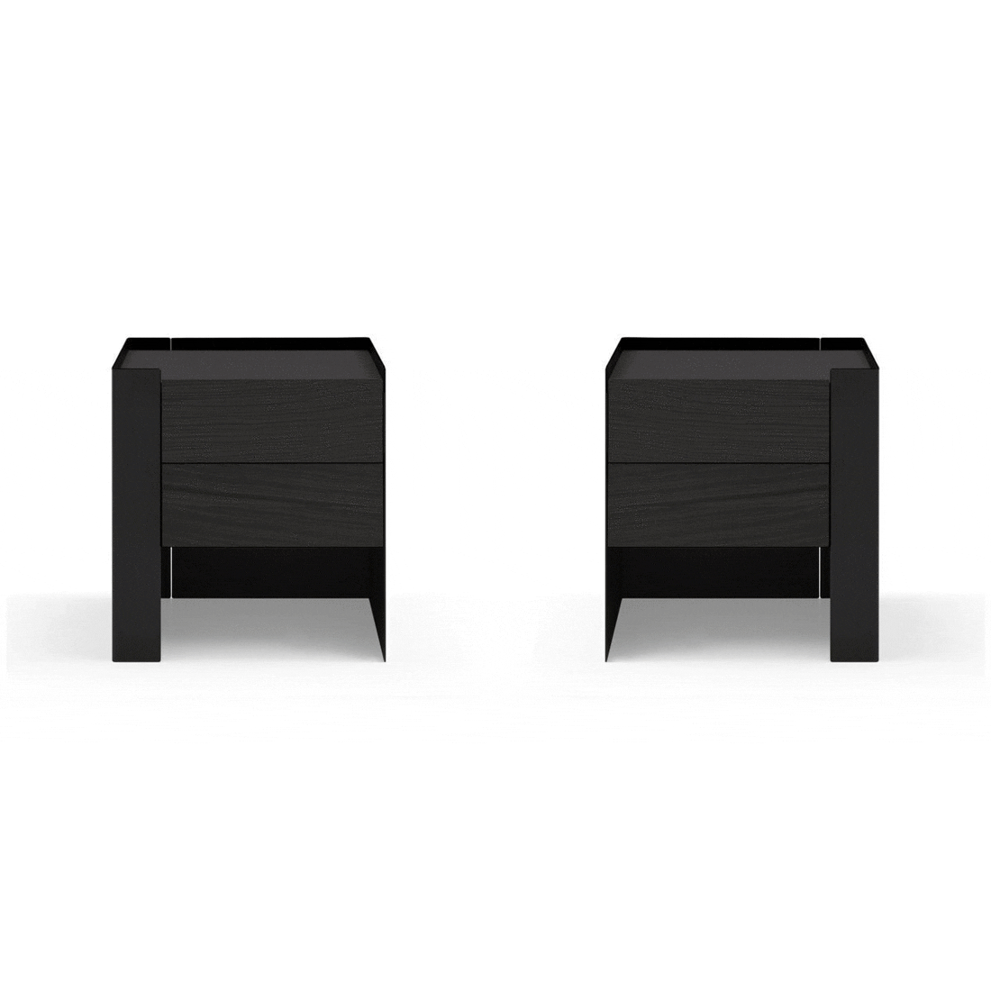Tunica Pair of Bedside Tables - Black Oak