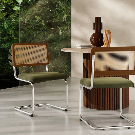 Kenton Dining Chair | Olive Green Sustainable Velvet & Chrome