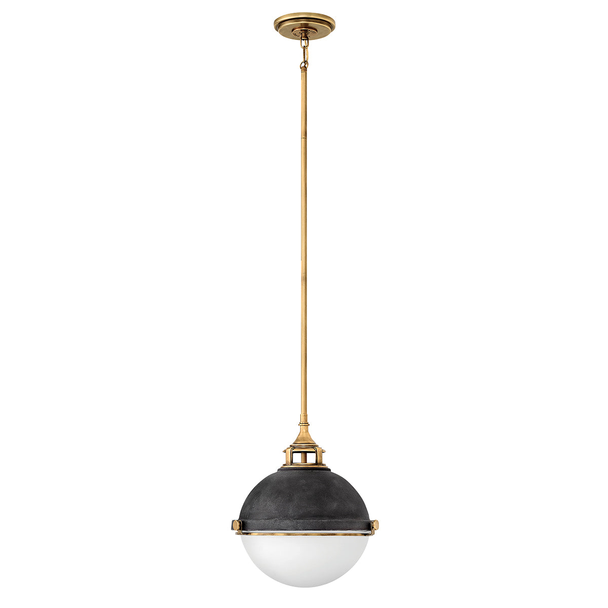 Fletcher 2 Light Pendant Light - Aged Zinc & Heritage Brass