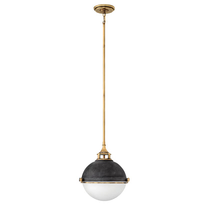 Fletcher 2 Light Pendant Light - Aged Zinc & Heritage Brass