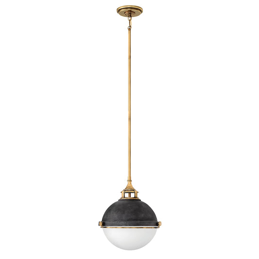 Fletcher 2 Light Pendant Light - Aged Zinc & Heritage Brass