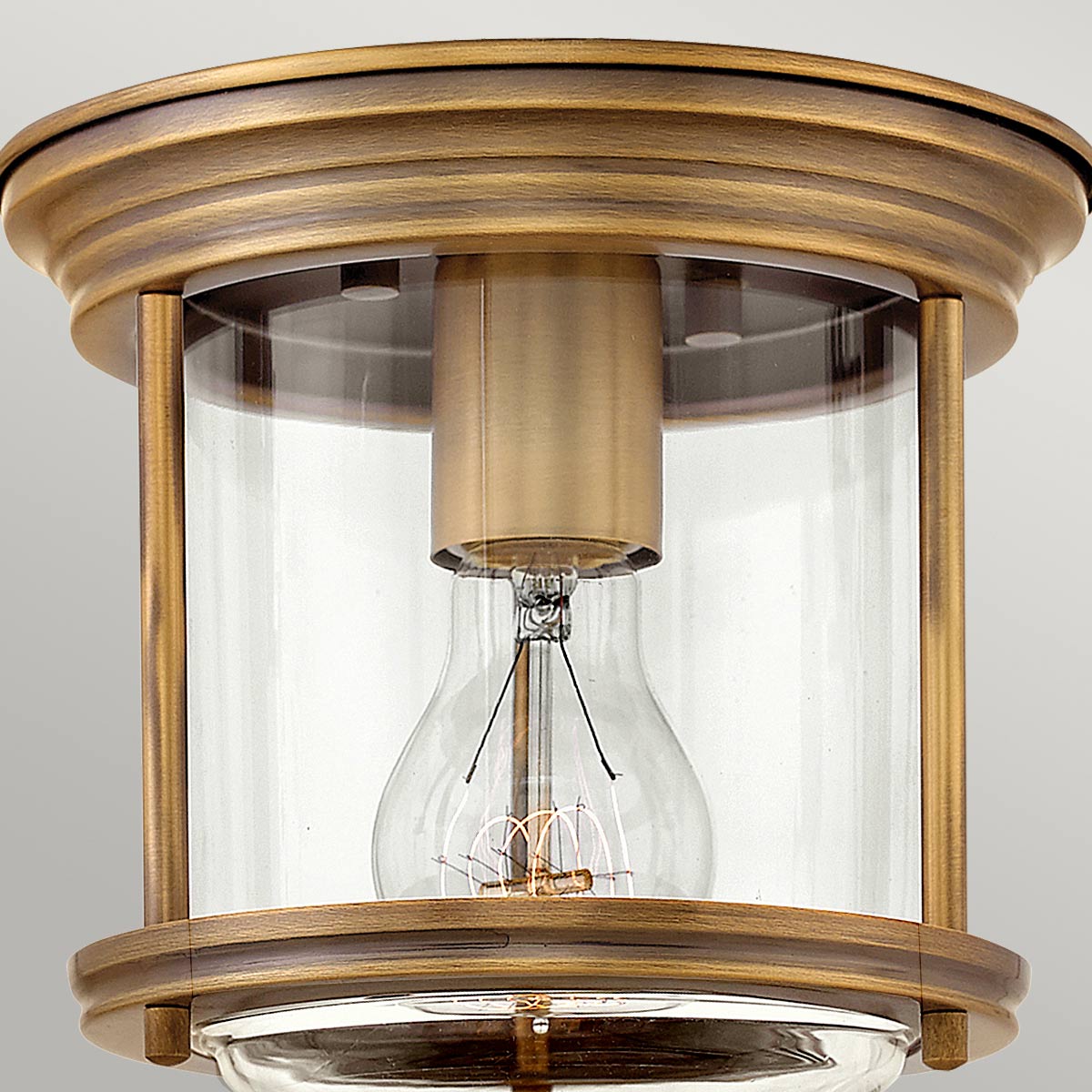 Hadrian 1 Light Flush - Clear Glass - Brushed Bronze