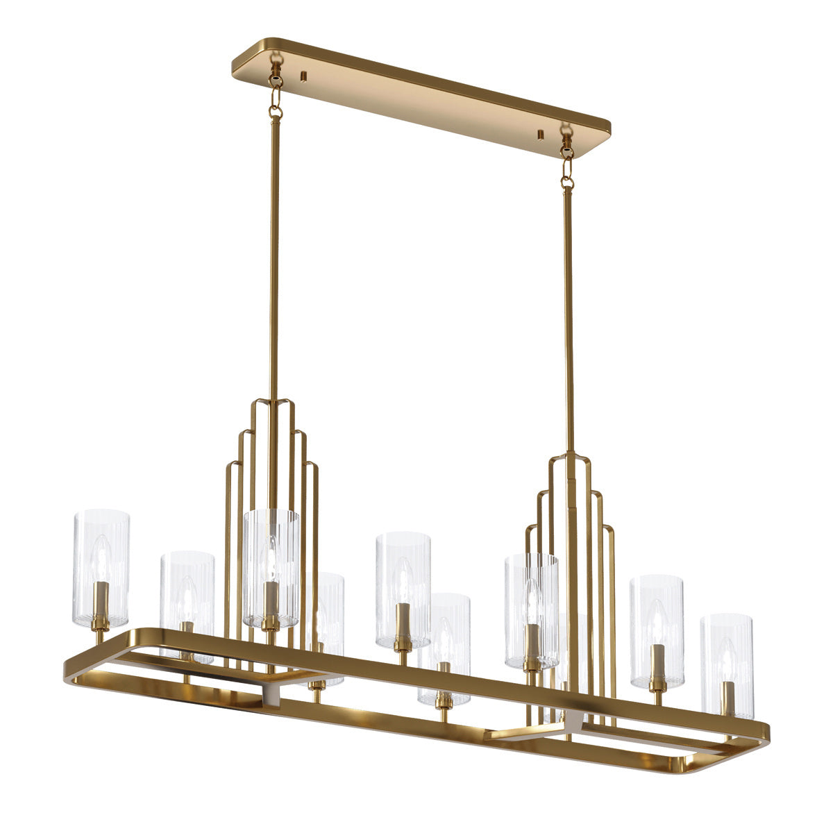 Kimrose 10 Light Linear Chandelier - Brass