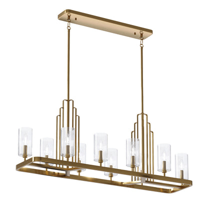 Kimrose 10 Light Linear Chandelier - Brass
