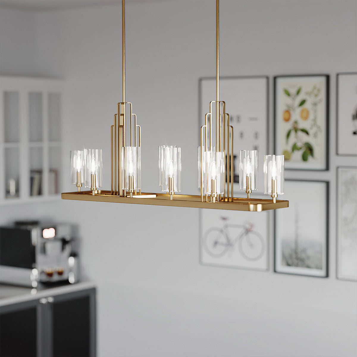 Kimrose 10 Light Linear Chandelier - Brass