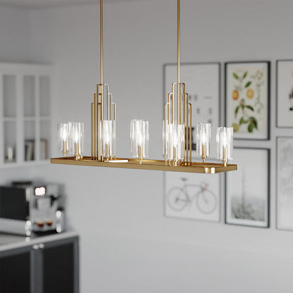 Kimrose 10 Light Linear Chandelier - Brass