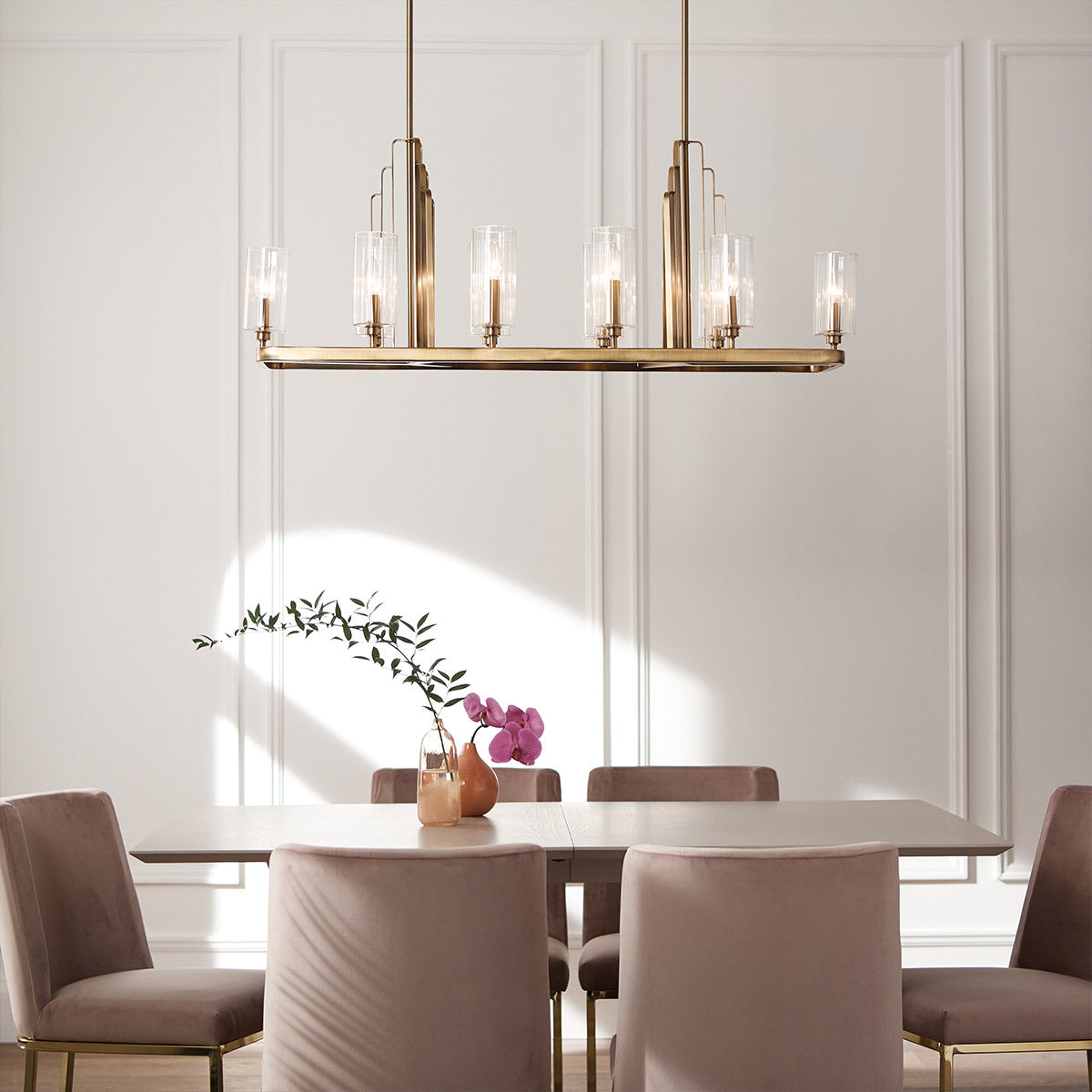 Kimrose 10 Light Linear Chandelier - Brass