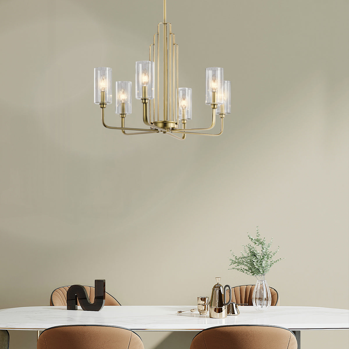 Kimrose 6 Light Chandelier - Brass