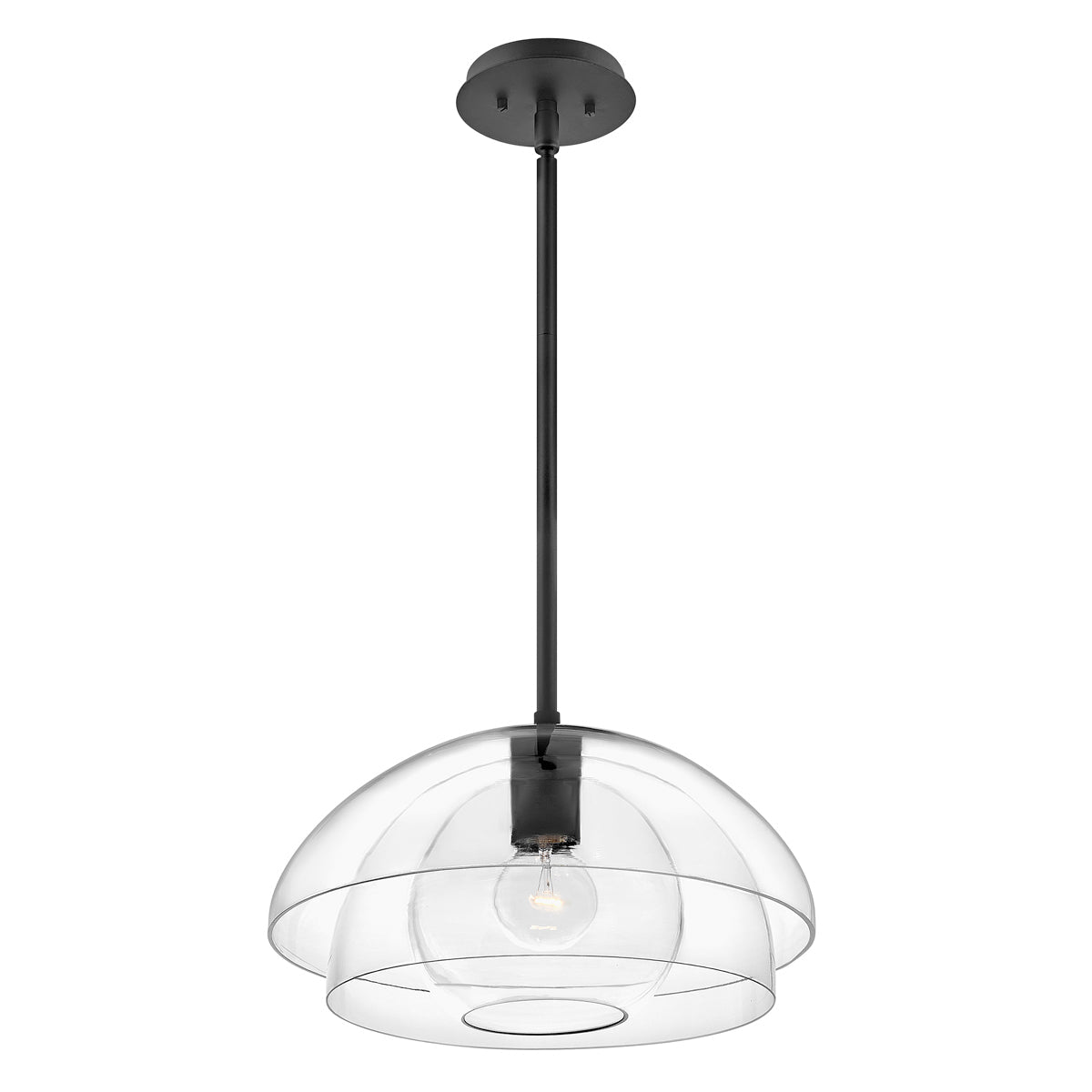 Lotus 1 Semi Flush Light Pendant - Black