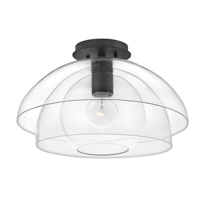 Lotus 1 Semi Flush Light Pendant - Black