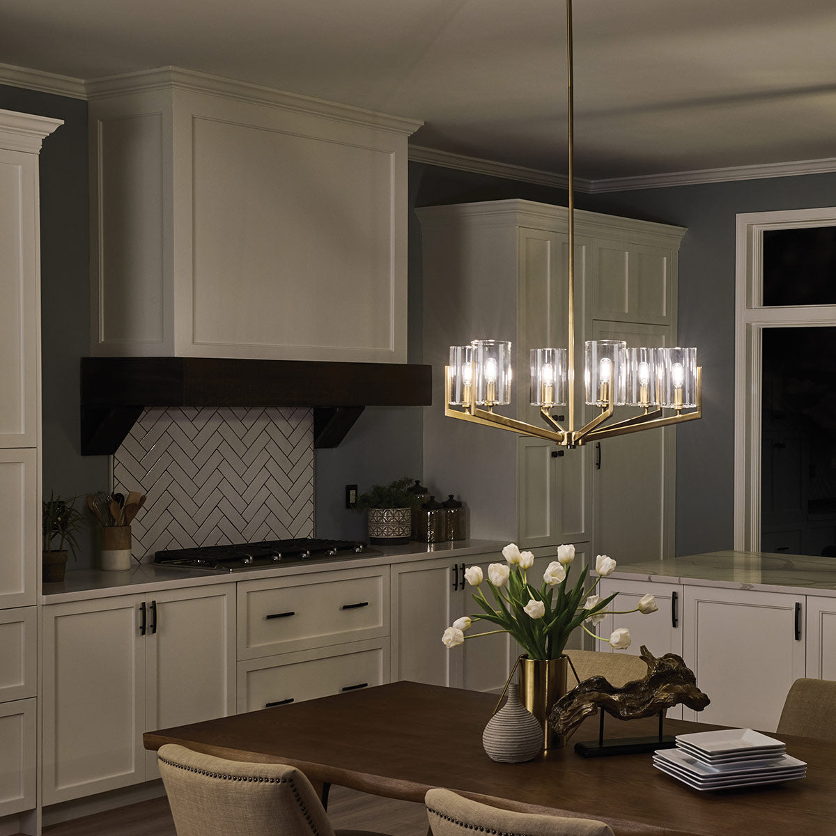 Nye 6 Light Chandelier - Brass